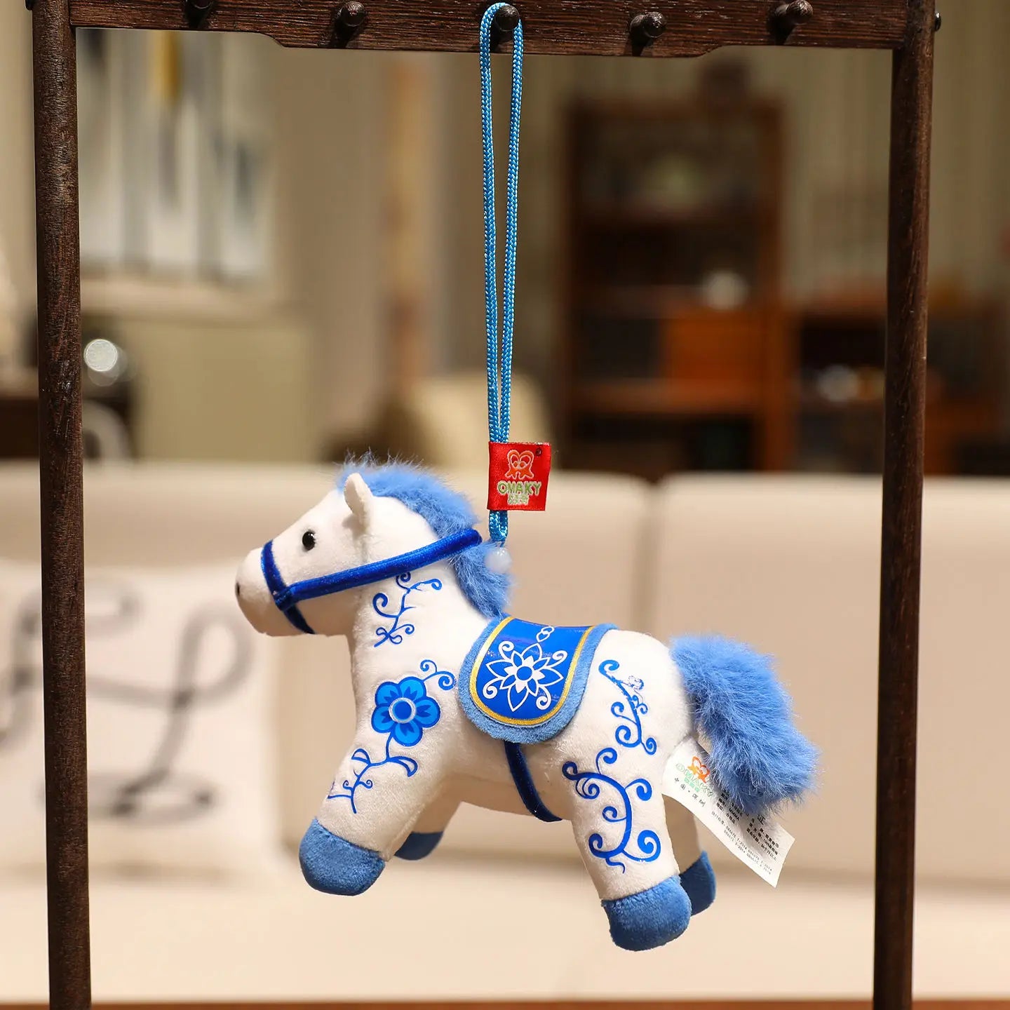 12CM Cute Mini Horse Pendant Keychian Plush Toy Kawaii Lifelike Animal Simulation Stuffed Doll Bag Decor