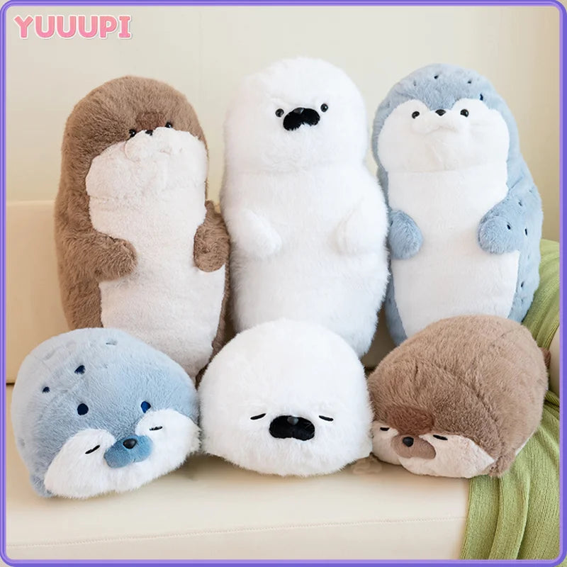 Kawaii Cartoon Sea Plush Toy Soft Pillow Lifelike Stuffed Creature Sea Otter Plush Doll Simulation Stuffed Animal Birthday Gifts