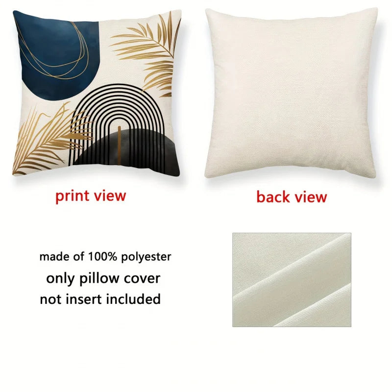 VIKAMA 4-Piece Blue And Gray Bohemian Pillowcases Mid-Century Modern Minimalist Decor For Living Room Seating