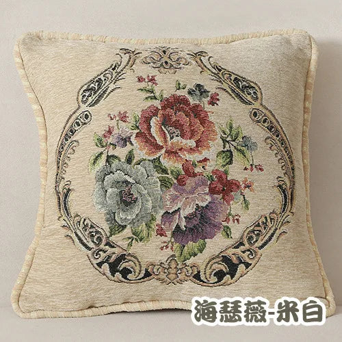 Folk-Custom Flowers Cushion Cover 45x45cm Embroidery Jacquard Decorations for Home Edging Pillow Cases Decora Cushions for Bed