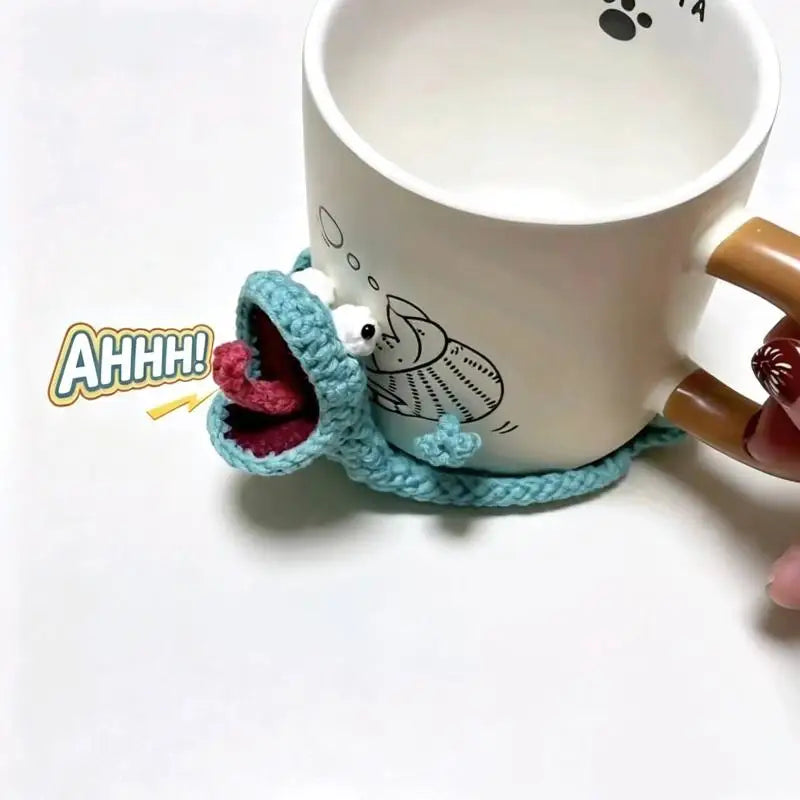 Handmade Animal Crochet Cotton Drink Coaster, Playful Cup Mat for Coffee Table, Desk and Cozy Home Decor