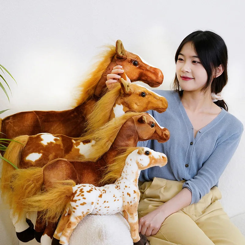 30-85cm Creative Cartoon Simulation Horse Plush Toy Doll Home Decoration Kawaii Lifelike Animal Toy Boys And Girls Birthday Gift