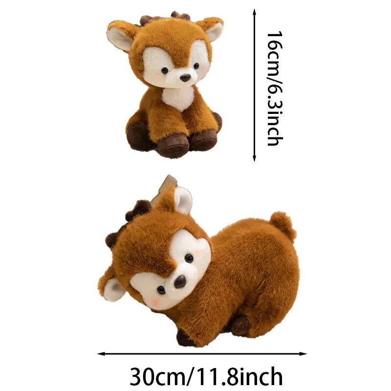 16/30cm Adorable Well-behaved Lie Prone Deer Plush Toys Lovely ‌Fallow Deer Stuffed Soft Desktop Pets Girls Boys Birthday Gifts