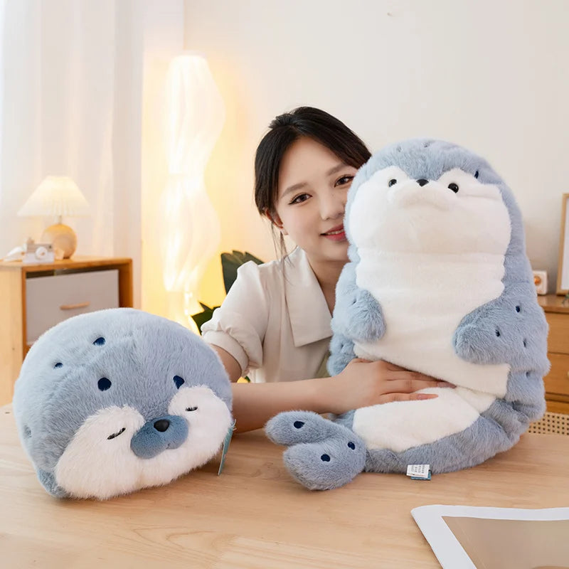 Dropship Cute Sushi Seal Plush Toy Lifelike Stuffed Marine Sea Otter Japanese Fried Shrimp Soft Doll Pillow Cushion For Kids