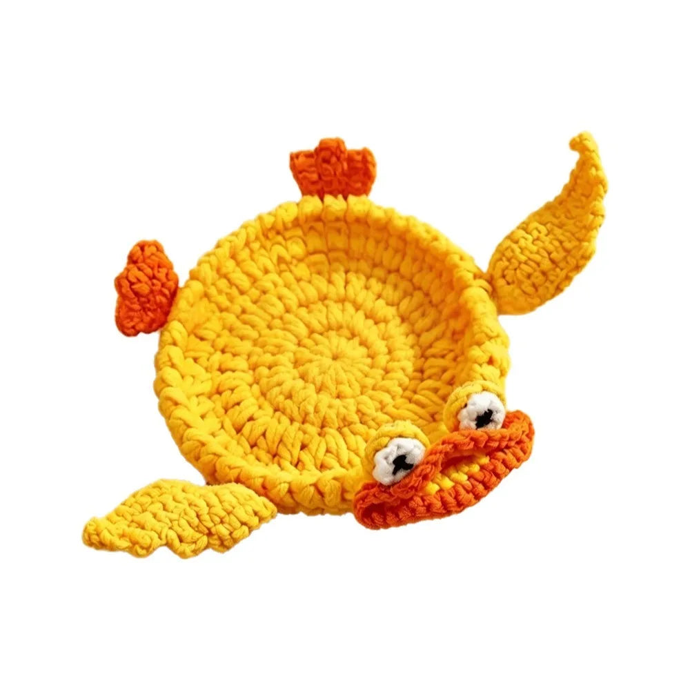 Handmade Crochet Animal Coaster, Cotton Cup Mat for Coffee Tables, Cute Frog Duck Turtle and Woodland Animal Desk Decor