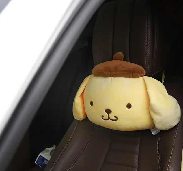 Sanrio Pom Pom Purin Plush Toy Car Pillow Seat Belt Cover Back Cushion For Car Seat Throw Pillow Blanket Sofa Bed Xmas Girl Gift