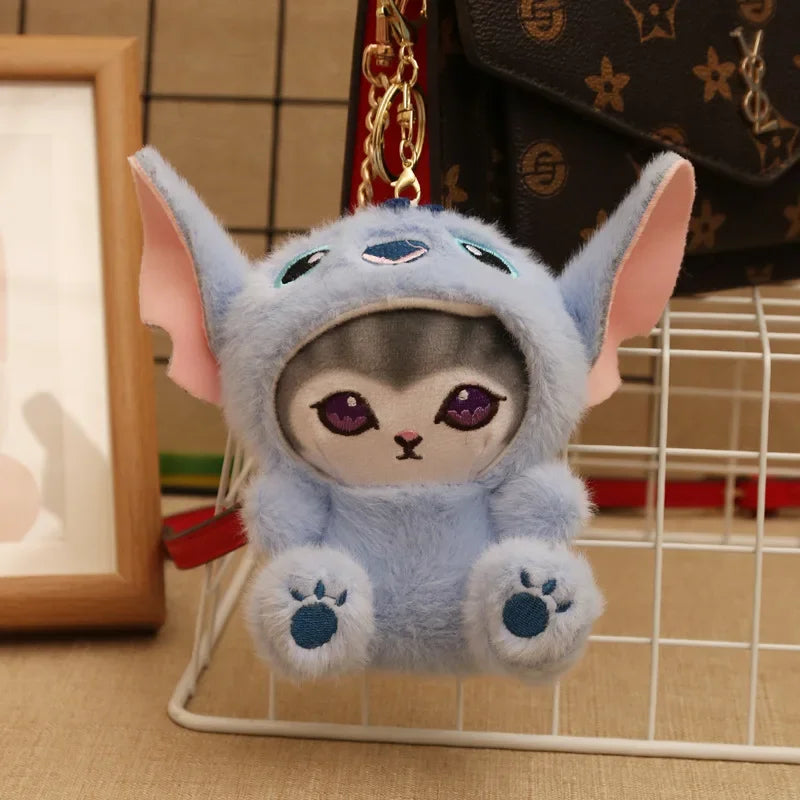 Stitch Plush Keychain Toy Mofusand Plushie Shark Cat Doll Plushies Cute Stuffed Bag Pendant Girls Birthday Xmas Gifts