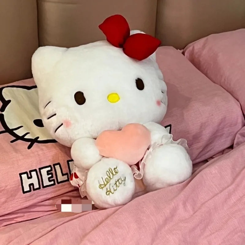 Sanrio Hello Kitty Stuffed Plush Toy Cartoon Anime Pink Heart Hugging Plush Doll Sleeping Pillow Giving Girlfriend Holiday Gift