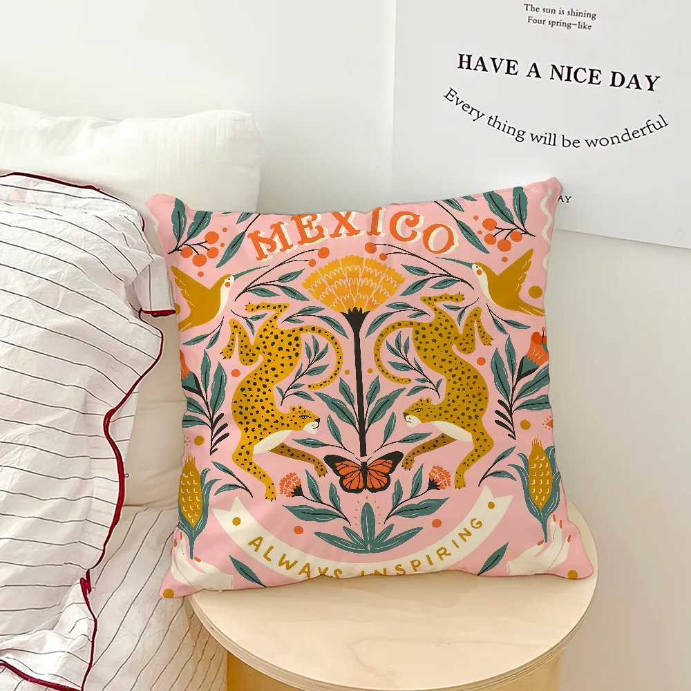 Fashion Leopard art tiger symmetry cushion cover Comfortable soft Pillow Case for Sofa Living Room Home Decor Protective Covers