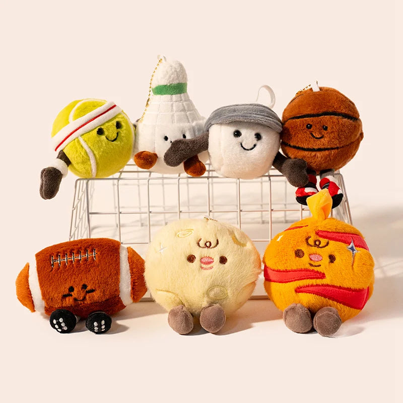 Cute and creative cartoon sports game ball pendant planet plush toy tennis doll fun claw machine