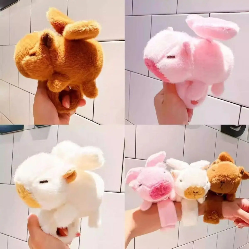 Capybara Plush Snap Bracelet With Pullable Wings Vibrating Keychain Kawaii Animal Toy For Bags Wholesale Cute Gift For Friends