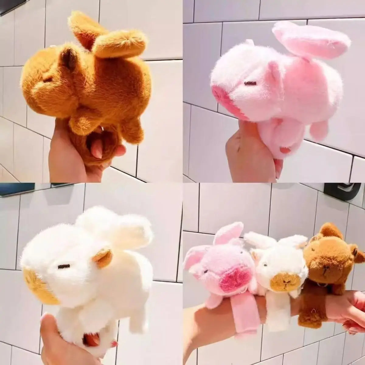 Capybara Plush Snap Bracelet With Pullable Wings Vibrating Keychain Kawaii Animal Toy For Bags Wholesale Cute Gift For Friends