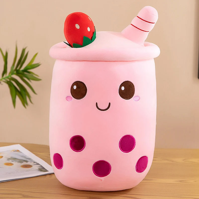 Kawaii Boba Fruit Bubble Tea All Series Cartoon Plush Toy Stuffed Animals Cute Food Milk Tea Soft Toys Room Decor Pillow Gifts