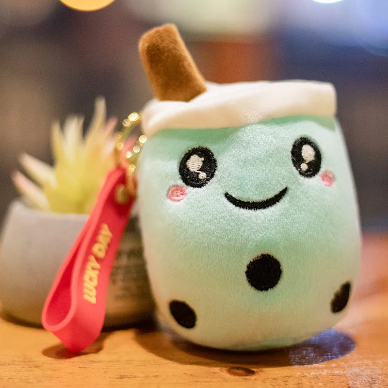 Cartoon Boba Fruit Bubble Tea Backpack Pendant   Plush Toy Stuffed Ice Cream Milk Tea  Cute Food Soft Toys Decor Girls Boys Gift