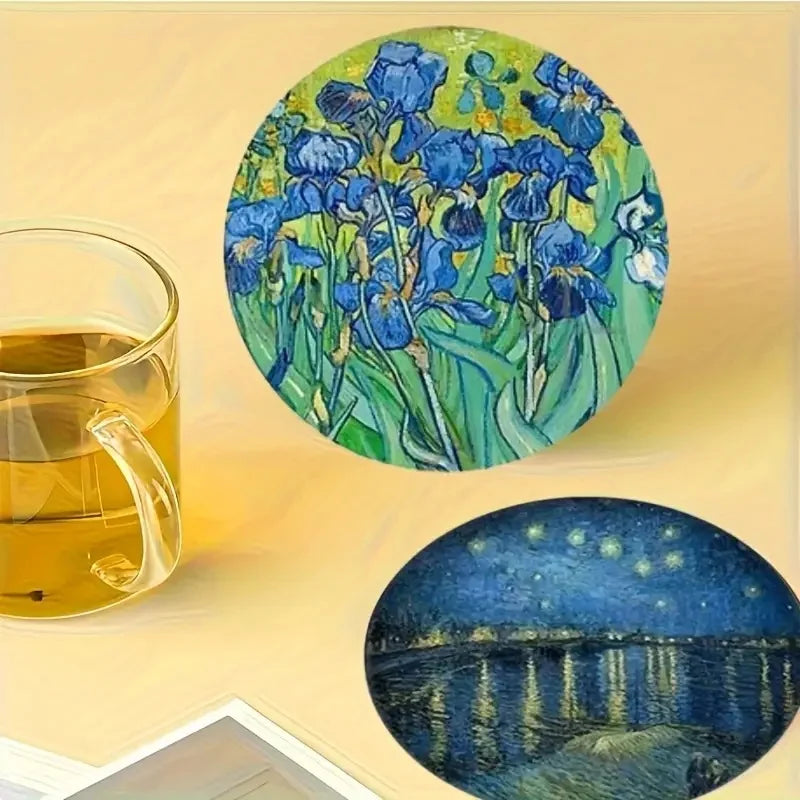 Whimsical Floral Wooden Drink Coaster Set of 6 for Coffee Tables Colorful Kitchen Decor and Gift Giving