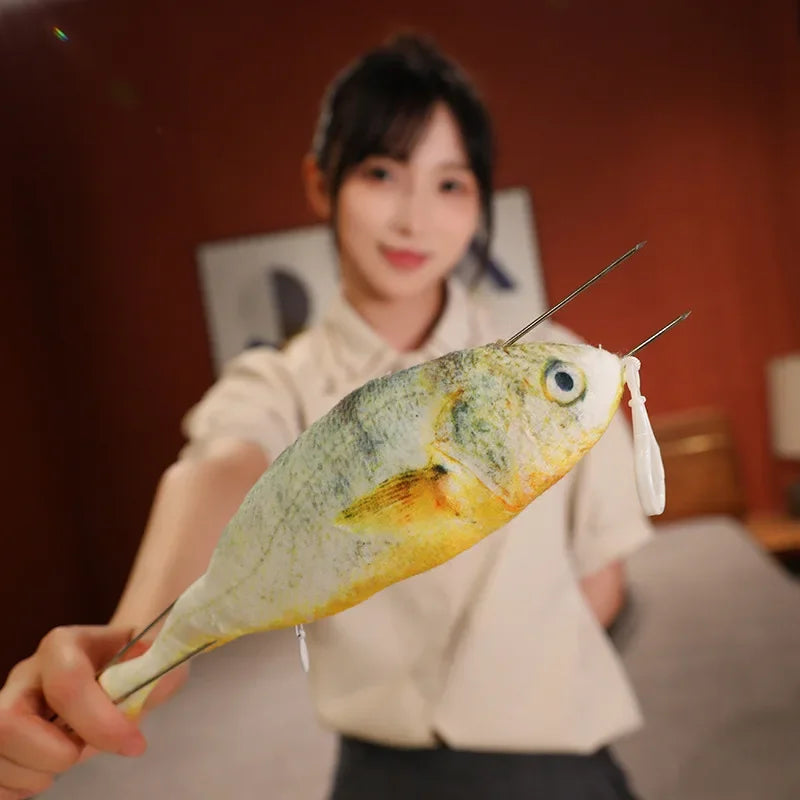 Giant Simulation Funny Fish Plush Toys Stuffed Soft Animal Yellow Croaker Pillow Creative Sleep Cushion for Kids Girls Xmas Gift