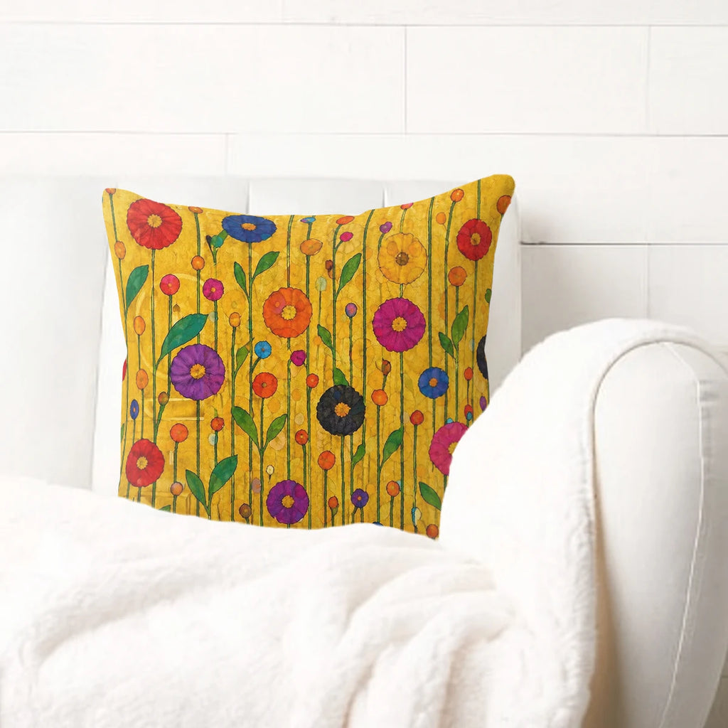 Sunflower Cottage Printed Pillow Cover – 44 × 44 cm