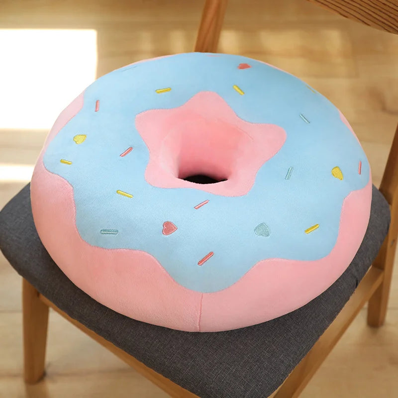 Kawaii 42cm Simulation Cartoon Fried Doughnut Plush Throw Pillow Cute Soft Stuffed Food Sweet Doll Toys Birthday Gifts Decor
