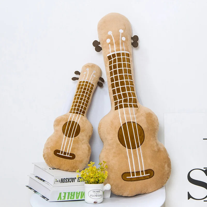 Lifelike Guitar Pillow Stuffed Musical Instrument Plush Backrest Cushion Home Decoration Cool Birthday Gift For Boys And Girls