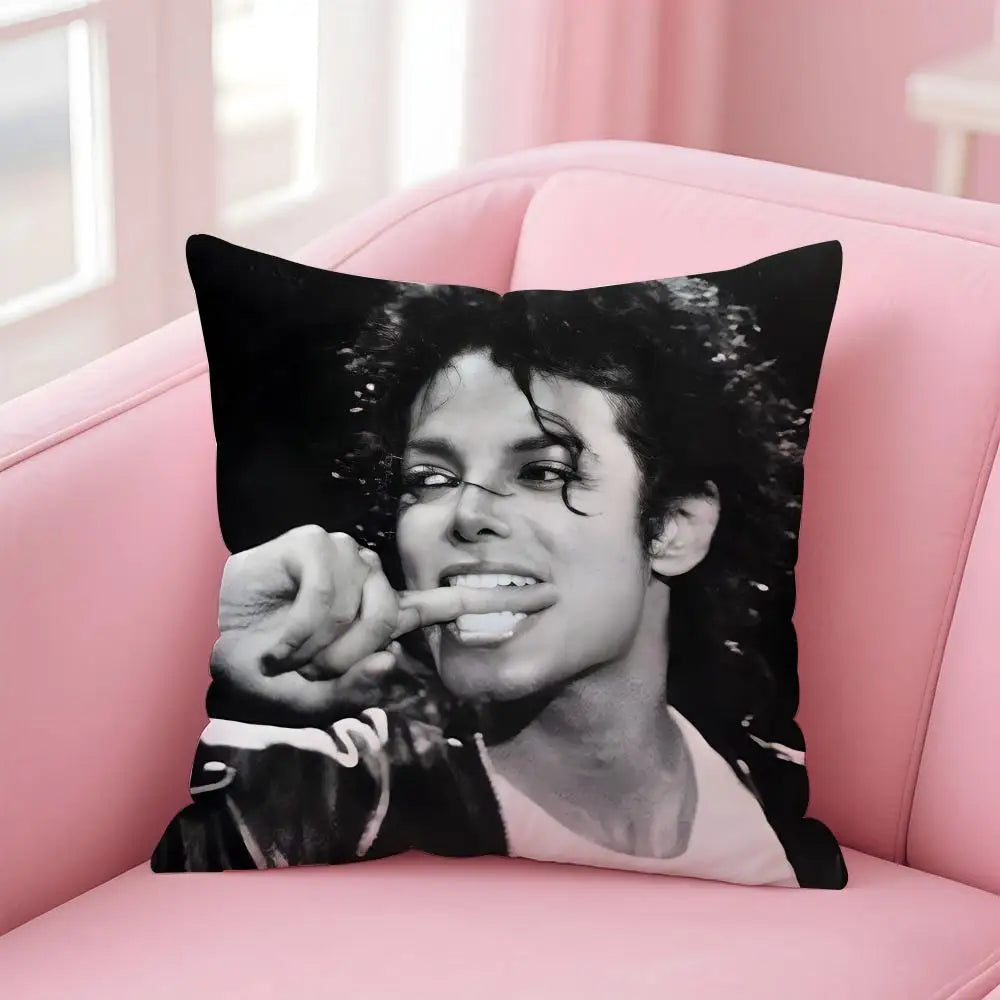 M-Michael J-Jackson Cushion Cover Linen Pillowcase Cover Soft Decor for Sofa Home Room