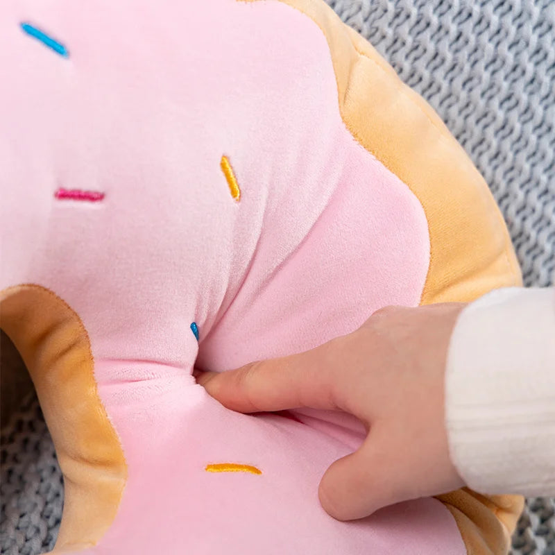 Kawaii 42cm Simulation Cartoon Fried Doughnut Plush Throw Pillow Cute Soft Stuffed Food Sweet Doll Toys Birthday Gifts Decor