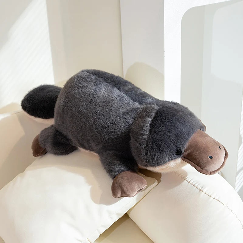 100cm Simulation High Quality Platypus Plush Doll Pillow Super Soft Grey Platypus Lying Reptile Plush Toy Gift For Boys And Girl