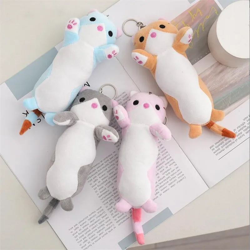 16CM New Long Cat Plush Toy Keychain Cute Cat Doll Bag Hanging Decoration Doll Scratching Machine Brithday Gifts For Girls