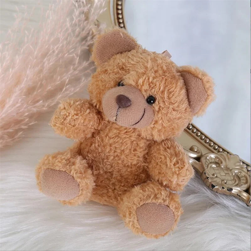 10Cm Curly Plush Sitting Doll Small Plush Toy Bear Bag Pendant DIY Wedding Gift Box Keychain Pendant 4 Color