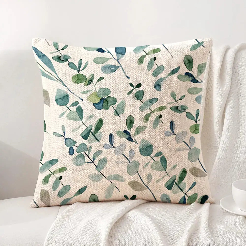 Watercolor Eucalyptus Botanical Pillow Cover – Sage Green