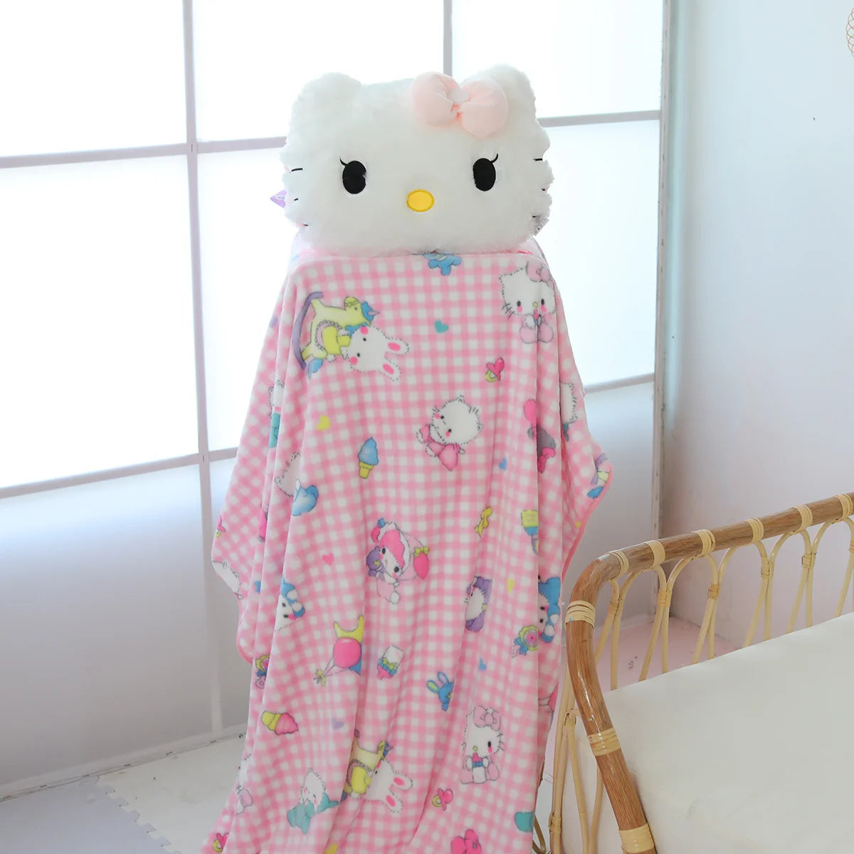 Big Size Sanrio Cuddly Hello Kitty Plush Back Cushion Hello Kitty Pillow Sofa Bed Bay Window Home Decor Pillow Hug Plushies Gift