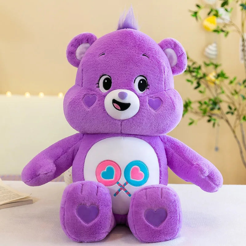 30cm Kawaii Care Bears Plush Toy - Rainbow Cheer Bear, Grumpy Cloud Bear, Purple Share Bear - Cute Anime Stuffed Animal with Healing Quotes for Bedroom Decor, Gifts