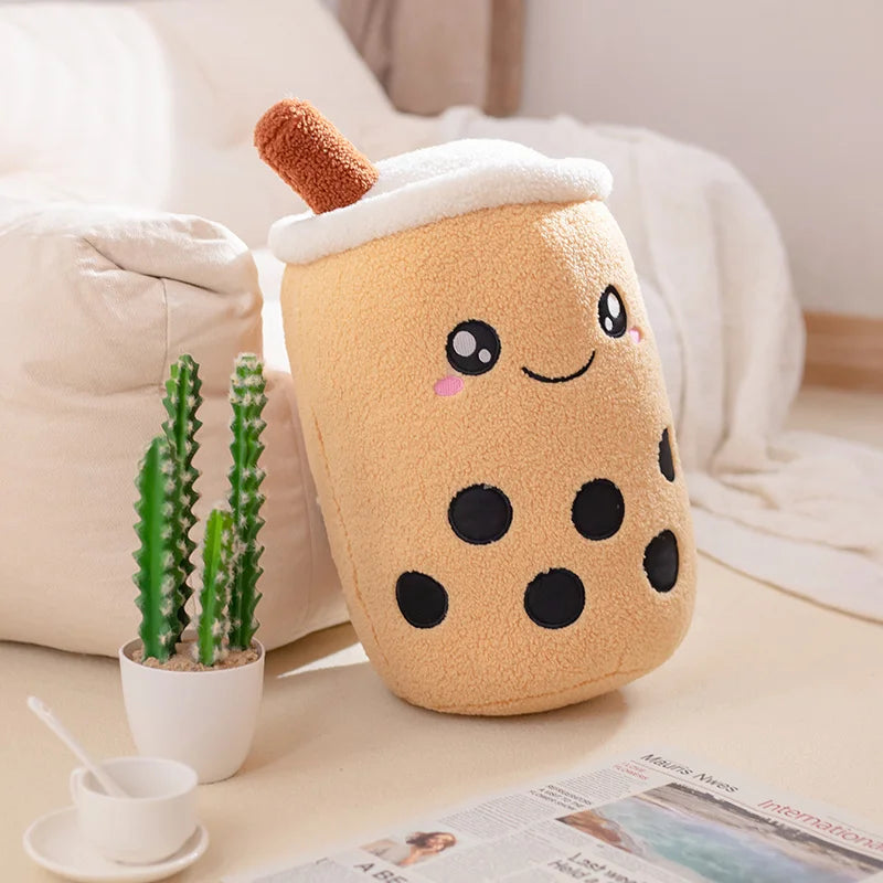 Kawaii Boba Fruit Bubble Tea All Series Cartoon Plush Toy Stuffed Animals Cute Food Milk Tea Soft Toys Room Decor Pillow Gifts