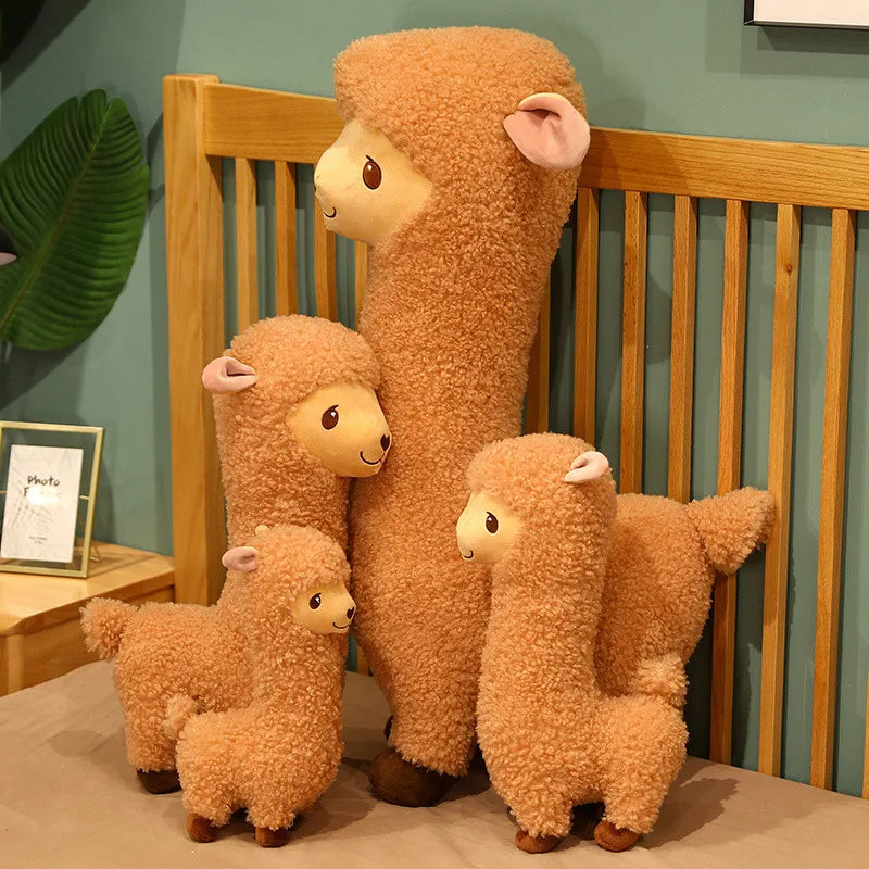 Furry Plush Llama Alpaca Plush Toy Stuffed Soft Long Plush Lifelike Alpaca Sheep Hug Throw Pillow Animals Nap Sleeping Pillow