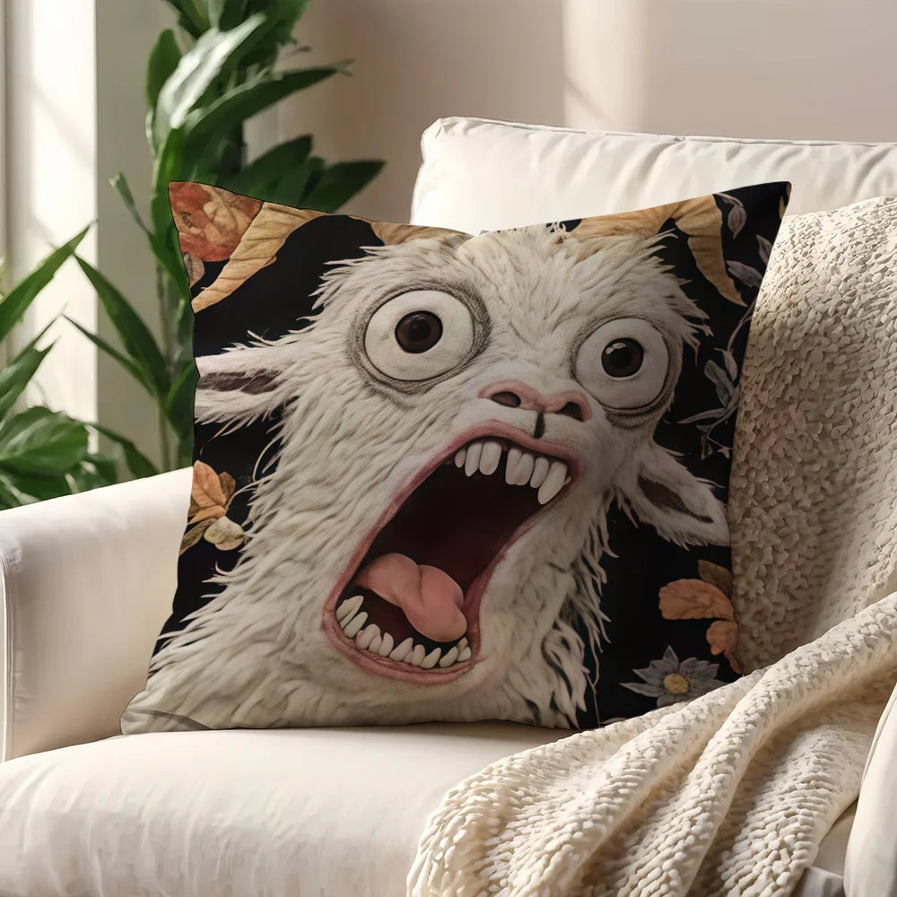 Spooky Goat Face 2D cushion cover For Pillow Sofa Printing Decoration Room Home Office Coffee Shop Car Nordic Simplicity