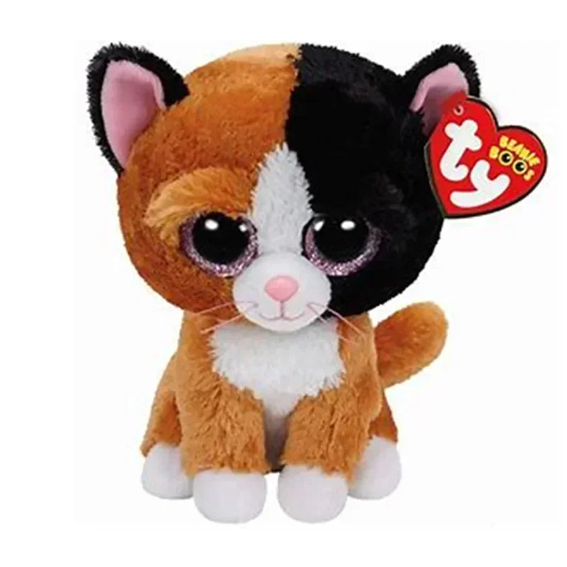 15cm Ty Big Eye Beanie Animals Plush Slick Fox Ferdinand Locky Axolotl  Dexter Icy Seal Heather Cat Children Toy Holiday Gift
