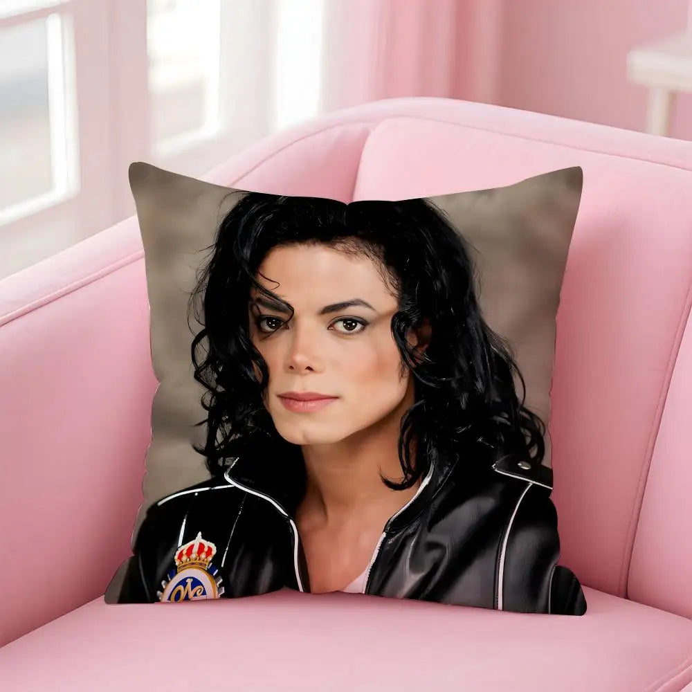 M-Michael J-Jackson Cushion Cover Linen Pillowcase Cover Soft Decor for Sofa Home Room