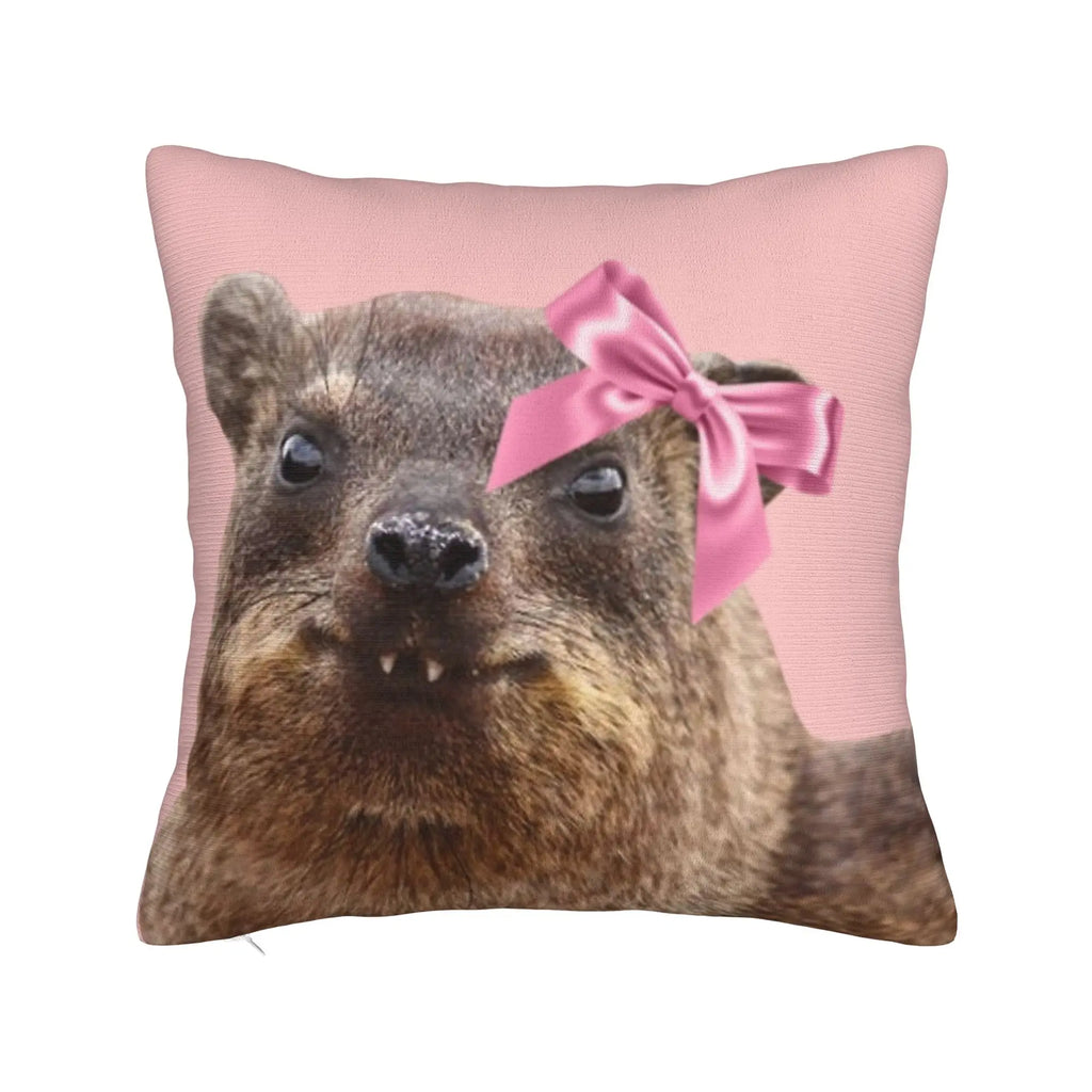 Bow-Tied Rock Hyrax Printed Pillow Cover