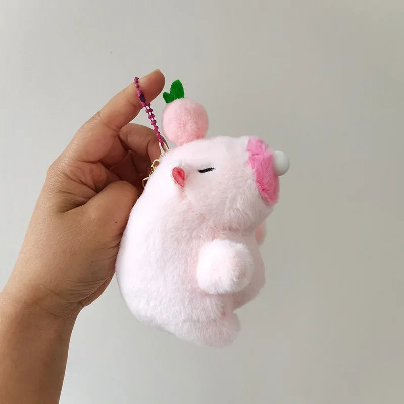 Cute Stuffed Animals Plush Capybara Keychain 12cm Cartoon Simulation Capybara Pendant Snot-Pulling Cute School Bag Pendant