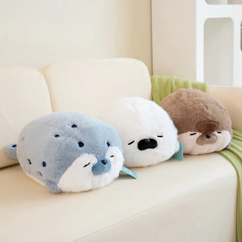 Cute Seal Plush Toy Lifelike Stuffed Marine Life Sea Otter Soft Doll Simulation Seal Pillow Cushion Kids Toys Birthday Gift