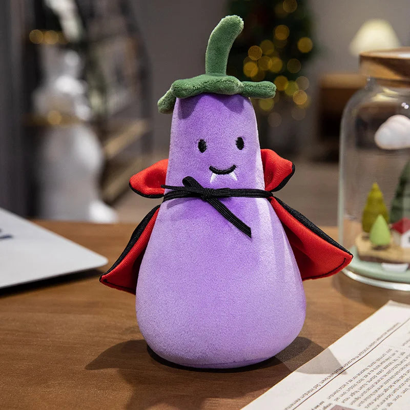 Creative Pumpkin Bear Plush Toys Soft Black Rabbit Hold Pumpkin Earphone &Cloak Eggplant Stuffed Doll Halloween Trick Or Treat