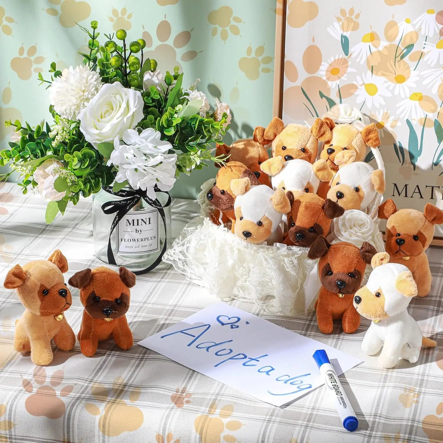 12/24PCS Mini Plush Dogs Bulk 12cm Puppy Stuffed Animals Soft Cute Small Dogs for Goodie Bags Baby Shower Birthday Party Favors
