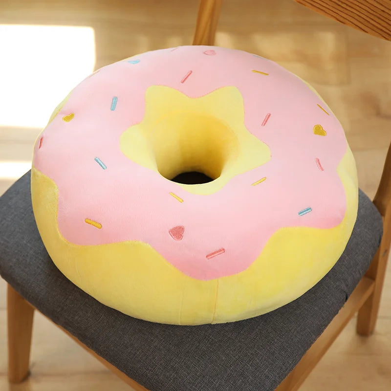 Kawaii 42cm Simulation Cartoon Fried Doughnut Plush Throw Pillow Cute Soft Stuffed Food Sweet Doll Toys Birthday Gifts Decor