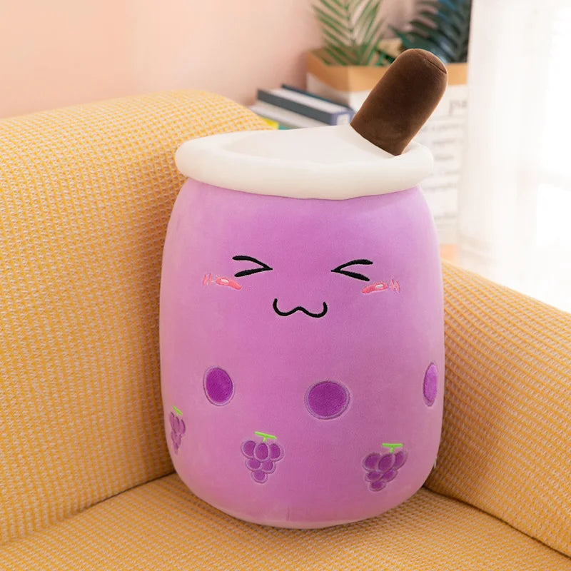 Kawaii Boba Fruit Bubble Tea All Series Cartoon Plush Toy Stuffed Animals Cute Food Milk Tea Soft Toys Room Decor Pillow Gifts