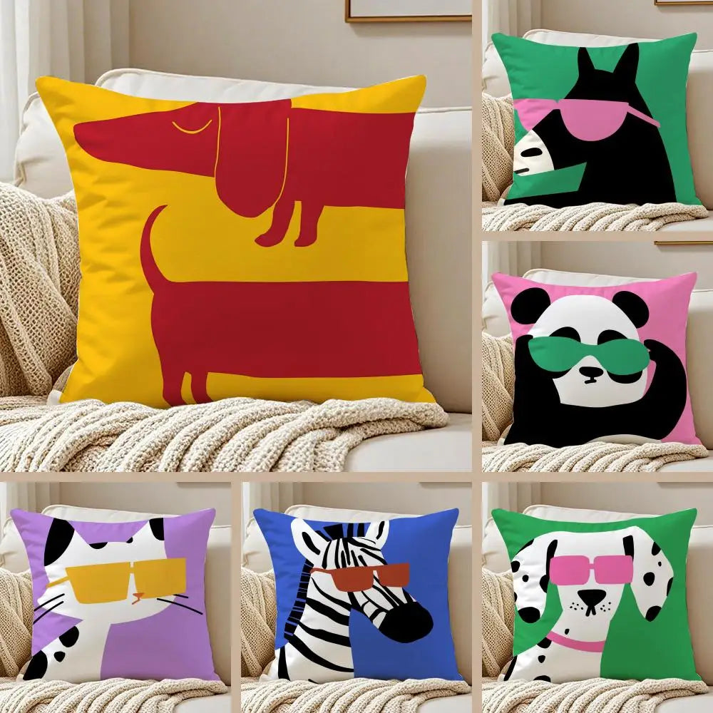 Cartoon Animals Cushion Cover Pillowcase Anti-dustmite living Room Sofa Decor Cushion Room