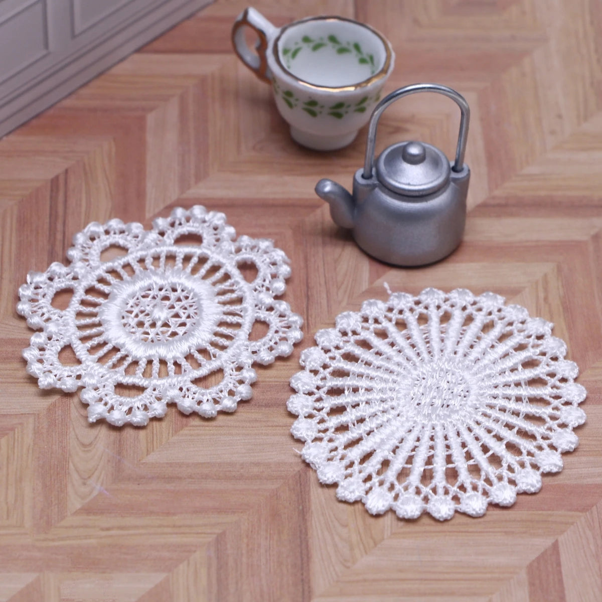 Mini Crochet Lace Doily Coasters for Dollhouse Displays Tea Tables and Handmade Decor