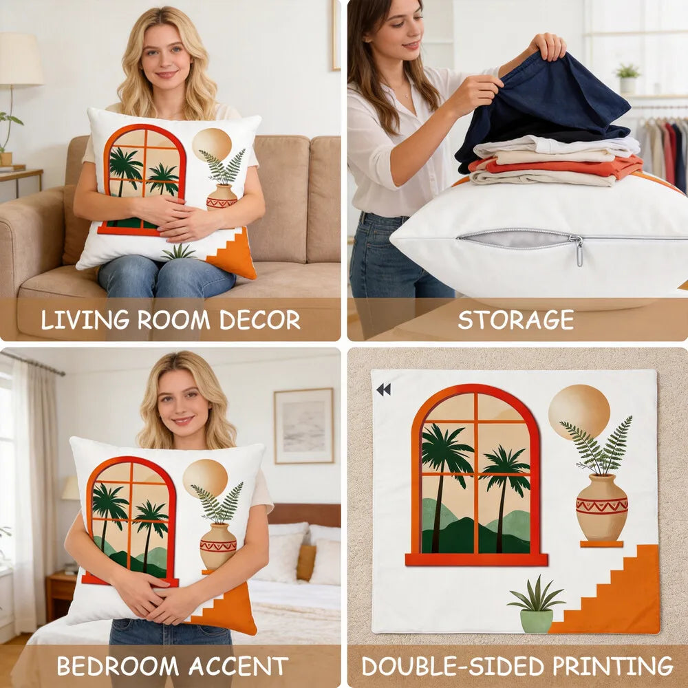 Decorative Printed Throw Pillow Covers Set 4 Piece Geometric Style Cushion Case for Modern Living Room Sofa Home Decor Accent Pi