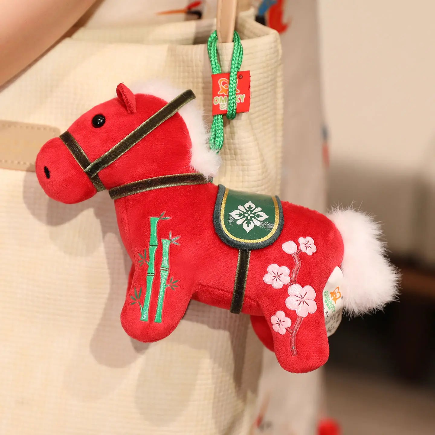 12CM Cute Mini Horse Pendant Keychian Plush Toy Kawaii Lifelike Animal Simulation Stuffed Doll Bag Decor