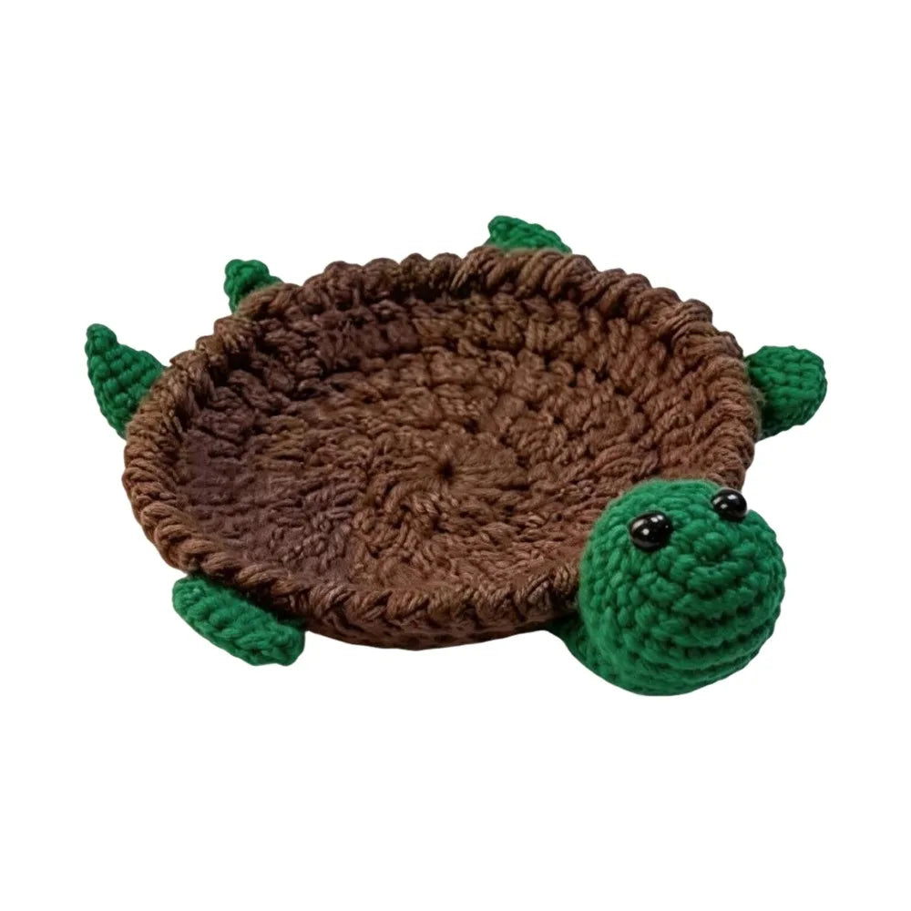 Handmade Crochet Animal Coaster, Cotton Cup Mat for Coffee Tables, Cute Frog Duck Turtle and Woodland Animal Desk Decor