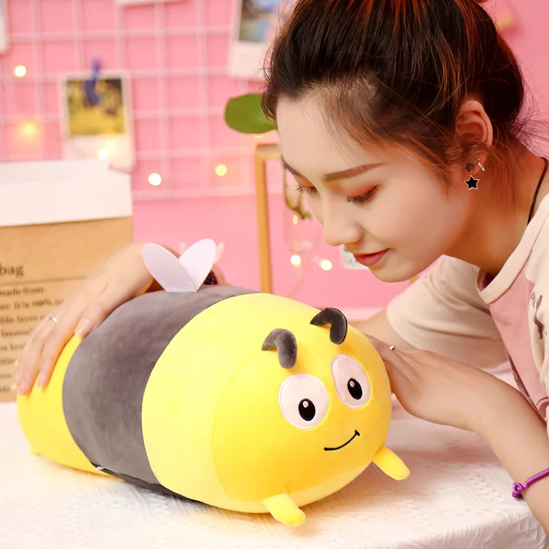 Kawaii Insect Plush Toy Stuffed Soft Red Ladybug Bee Doll Huggable Pillow Room Decor Back Cushion Cute Children Birthday Gifts