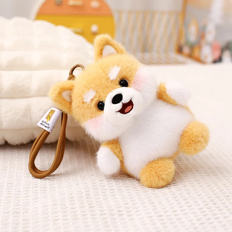 Kawaii Dog Plush Toy Pendant Teddy Husky Corgi Schnauzer Animals Keychain Bag Key Ring Puppy Dolls Car Decor Christmas Gift